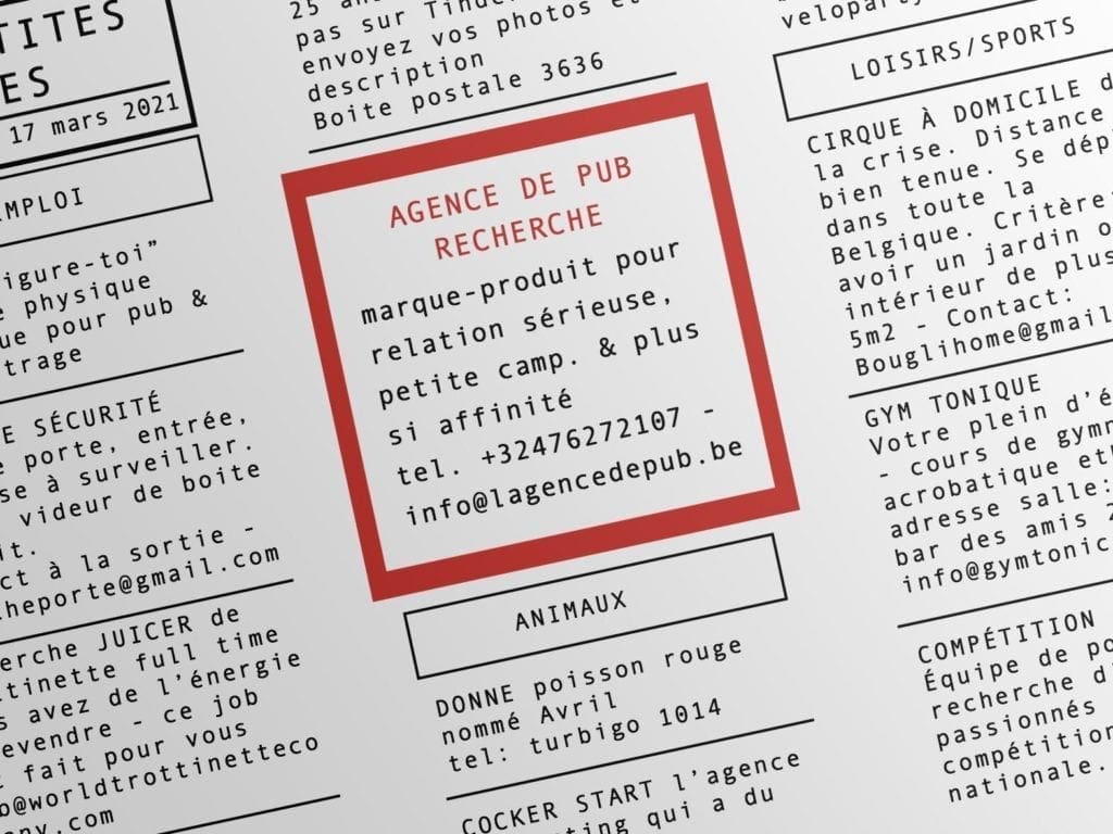 Les petites annonces de l’agence de pub